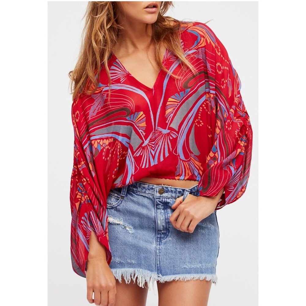 Free People Red Beneath The Sea Top